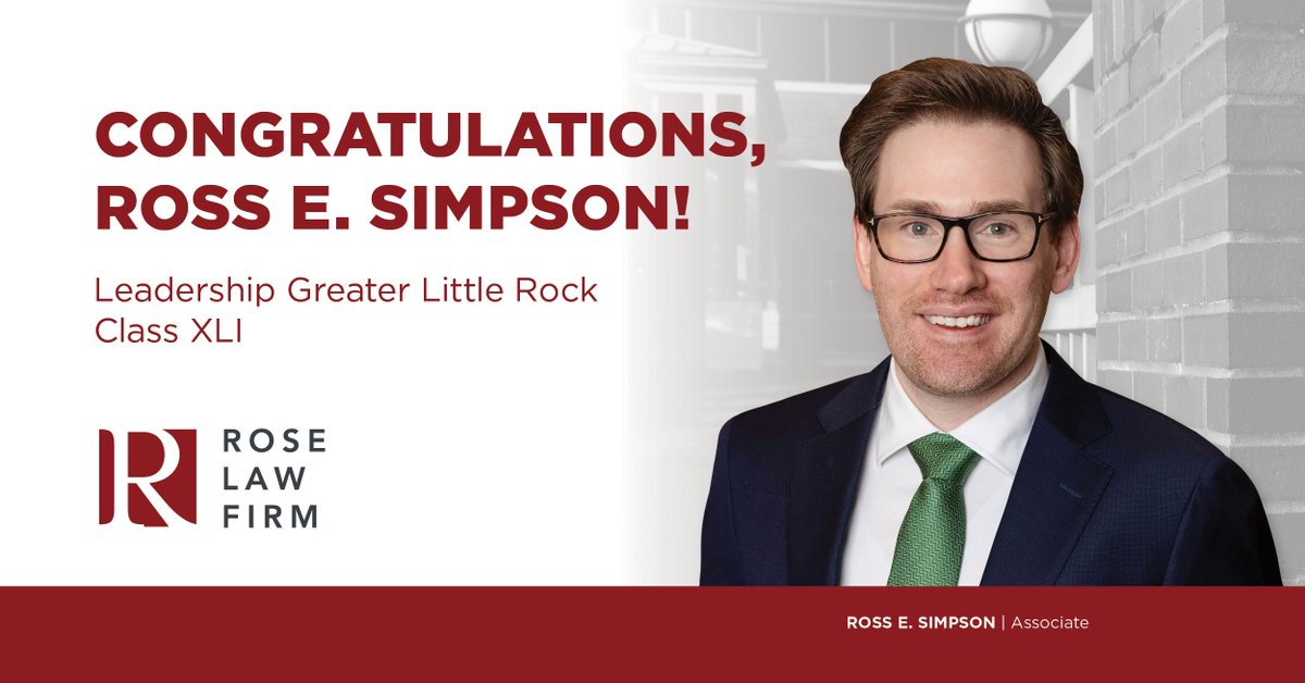Congratulations to Ross E. Simpson, who was selected to participate in the Leadership Greater Little Rock Program, Class XLI. 

LGLR is an excellent program that helps shape our community's future leaders.