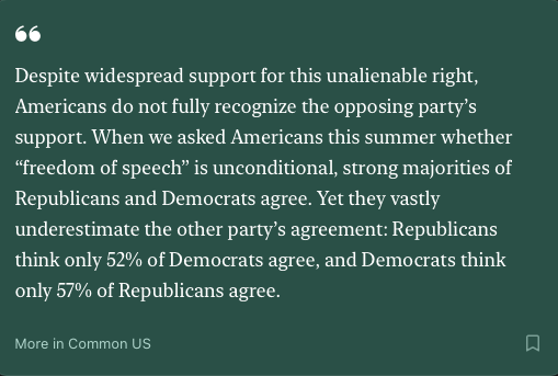 MoreInCommon_US's tweet image. Read our latest memo on Americans and free speech, unpacking eight years of our research:
substack.com/home/post/p-17…