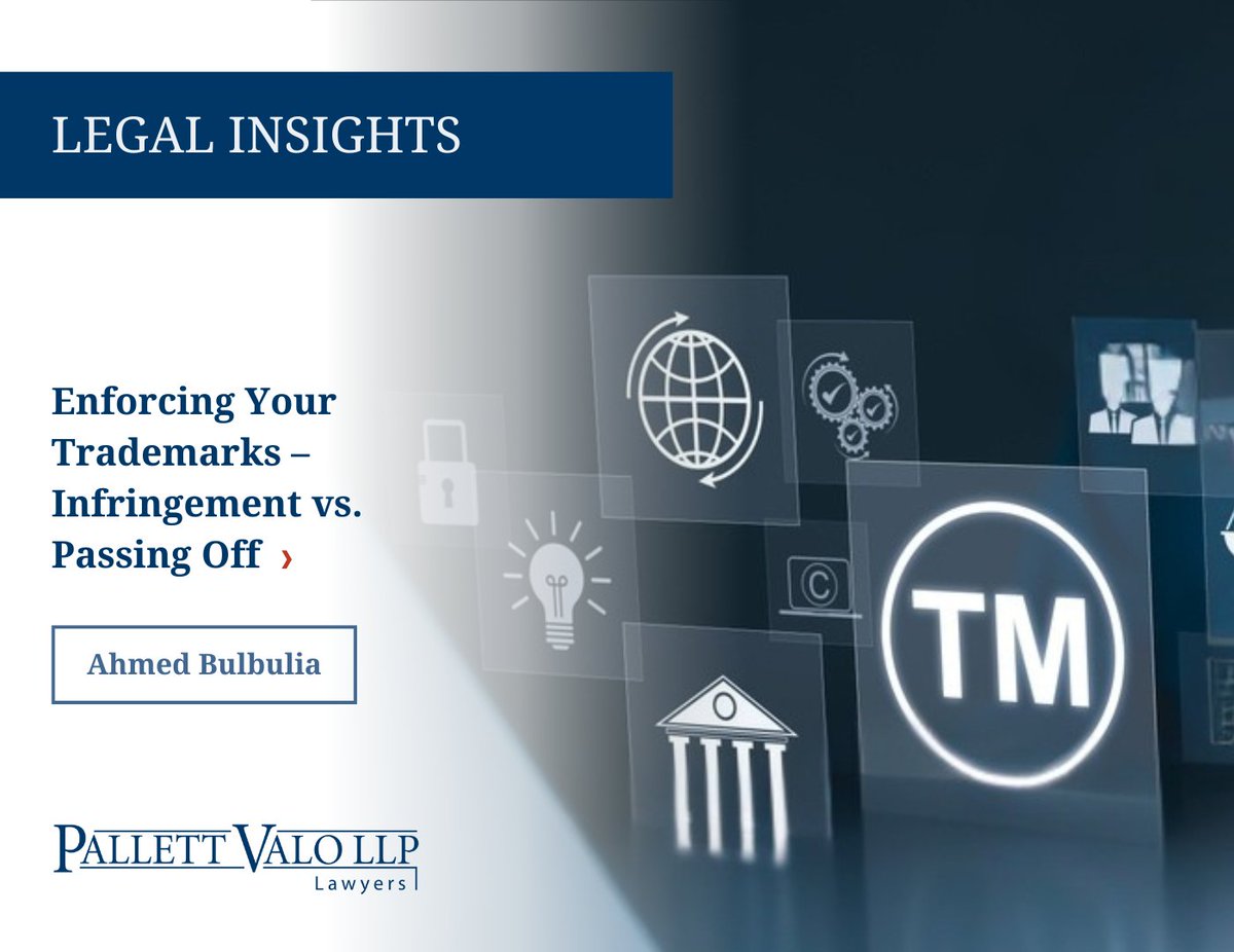 Trademarks are valuable business assets, but enforcement options depend on whether your mark is registered. In his new blog, Ahmed Bulbulia explains the key differences under Canadian law and why registration strengthens your ability to protect your brand: pallettvalo.com/whats-trending…