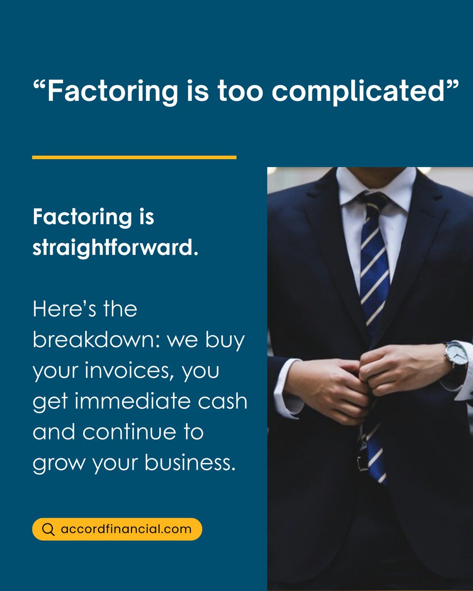 Factoring is often misunderstood. Discover how Accord helps businesses grow: accordfinancial.com/services/facto…

Factoring | Straightforward Financing | Financing Myths | Accord Financial

#Factoring #WorkingCapital #StraightforwardFinancing #AccordFinancial #FactoringMyths #FinancingMyths