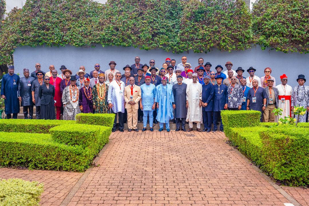 President Bola Ahmed Tinubu received the Report on Ogoni Consultations in the State House, Wednesday, September 24, 2025. Photo shows National Security Adviser, Mallam Nuhu Ribadu, President Bola Ahmed Tinubu, Governor of Rivers State, Siminalayi Fubara and Chairman, Ogoni