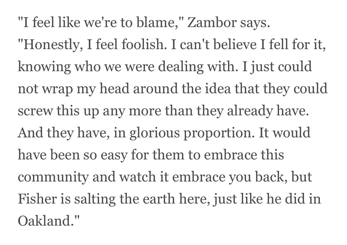 Must-read article from Tim Keown:

‘A year out of Oakland, A's fans feel familiar anger’ espn.com/mlb/story/_/id…