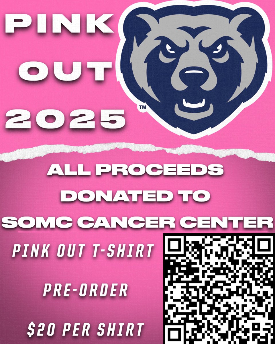 Make sure you buy a shirt to support Breast Cancer Awareness Month for the month of October!

Shirts are available to buy until Oct. 1 -- check out the QR code to purchase your Pink Out t-shirt!