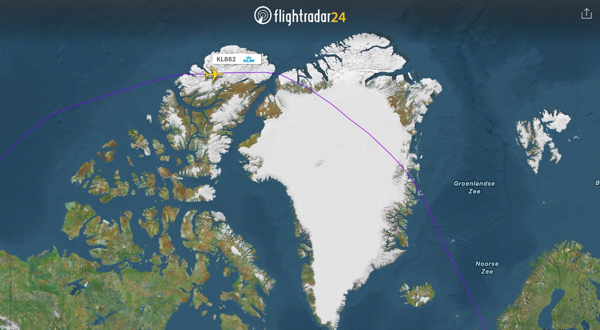 tweetpippy's tweet photo. Noordelijker wordt het niet. Van licht naar donker naar licht naar donker, en dat alles in zo’n 13,5 uur. Vliegen is magic. KL861, NRT 🇯🇵🛫🛬🇳🇱AMS #KLM #KL861 #connectingcultures https://t.co/LJLpxFM9a8