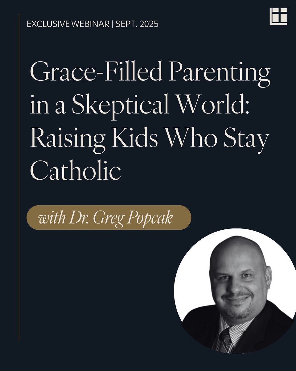 LegatusHQ's tweet photo. Sept. Webinar: Grace-Filled Parenting in a Skeptical World: Raising Kids Who Stay Catholic with Dr. Popcak

Legatus members can access the full webinar on the Legatus Connect app.

Not yet a member? This is the kind of formation and support available through Legatus. Join today. https://t.co/9OPnIkN0Z1