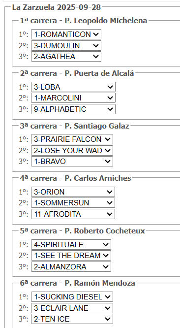 La Zarzuela 28-09-2025 #turf #carrerasdecaballos #lazarzuela