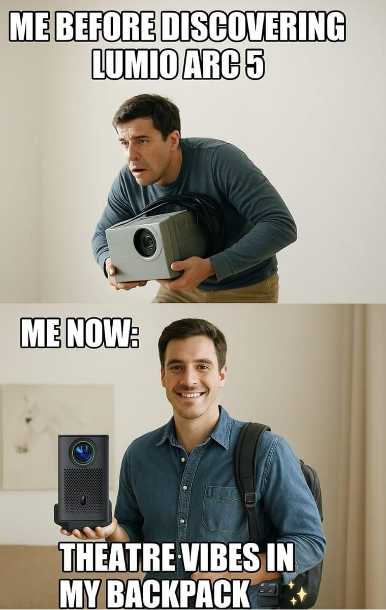 <a href="/LumioIN/">Lumio</a> Who needs a cinema ticket when you’ve got the #LumioArc5? 🎬✨

Compact size, yet powerful, and always ready to light up your walls with big-screen magic. 🌟
#Lumio #Arc5  <a href="/LumioIN/">Lumio</a>