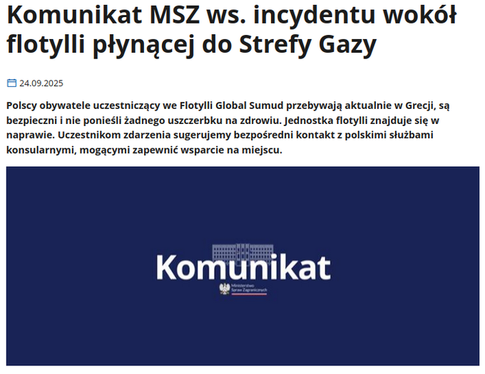 Wstyd mi za Polskę i Wam też powinno być!

W odpowiedzi na ataki 🇮🇱 na pokojową misję humanitarną Global Sumud Flotilla:

🇵🇱 "rozważa" "zaproszenie" ambasadora 🇮🇱, by "wyrazić troskę" o obywateli 🇵🇱 na pokładach łodzi Flotylli.

🇪🇸 i🇮🇹 wysyłają okręty do ochrony misji. 💪