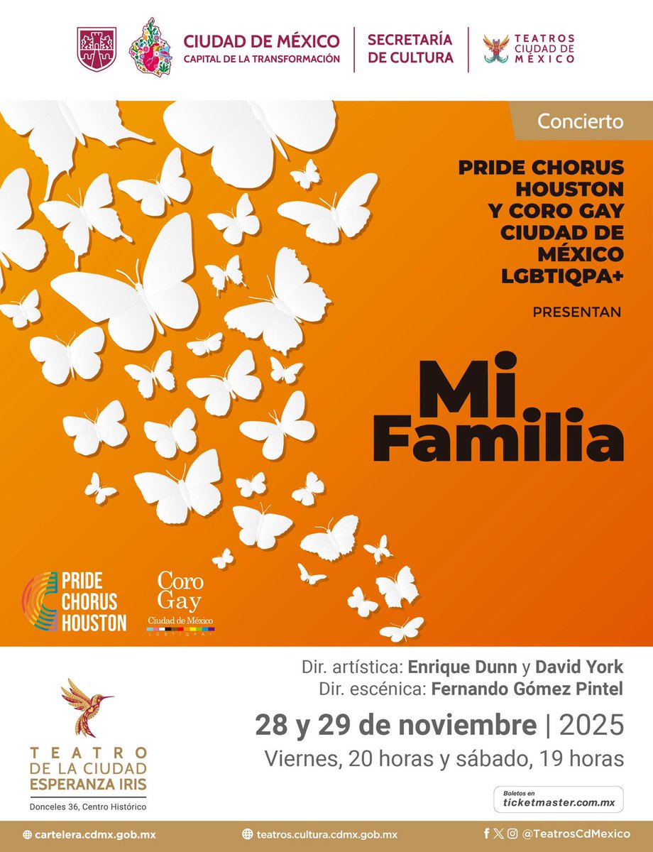 Dos coros, una sola voz: Mi Familia une al PRIDE CHORUS HOUSTON y al <a href="/cgcdmx/">Coro Gay Ciudad de Mexico</a>  en un espectáculo vibrante que celebra la música, la migración y el poder de la familia elegida. Desde el pop mexicano hasta los éxitos latinos que conquistaron Estados Unidos promete  hacerte vibrar.