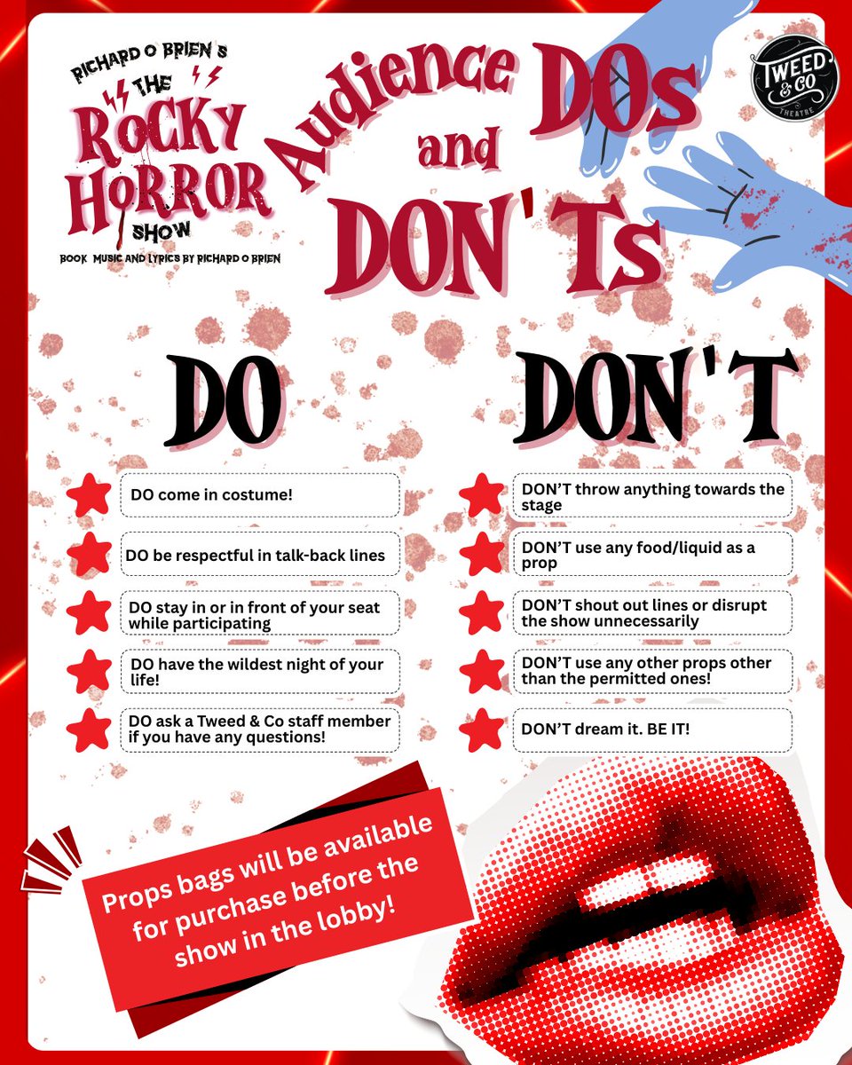 Did you know that The Rocky Horror Show features audience participation and interaction? Take a moment to read through ours! Needless to say, it's gonna be a lot of fun✨PLEASE NOTE: This post contains some explicit language and adult themes. The show is recommended for 14+.