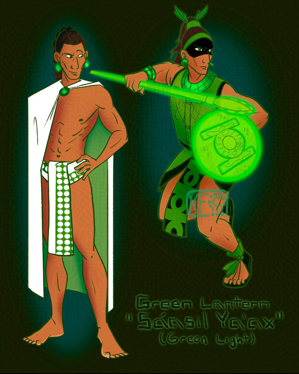KikaFedCue's tweet image. You’ve heard of #AztecBatman, now get ready for Maya #GreenLantern! ❇️(yes i plan to do more)