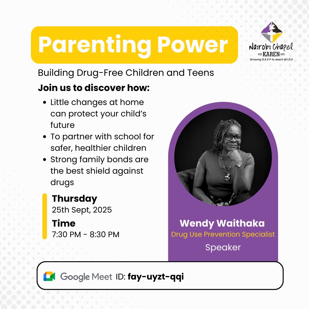 Parenting is transformational - to the parent and more so the parented 😀 It is a game changer. When we embrace positive parenting skills and attitudes we create safe and healthy environments where children and teens can thrive. Join in the conversation with <a href="/NairobiChapel/">Nairobi Chapel</a>