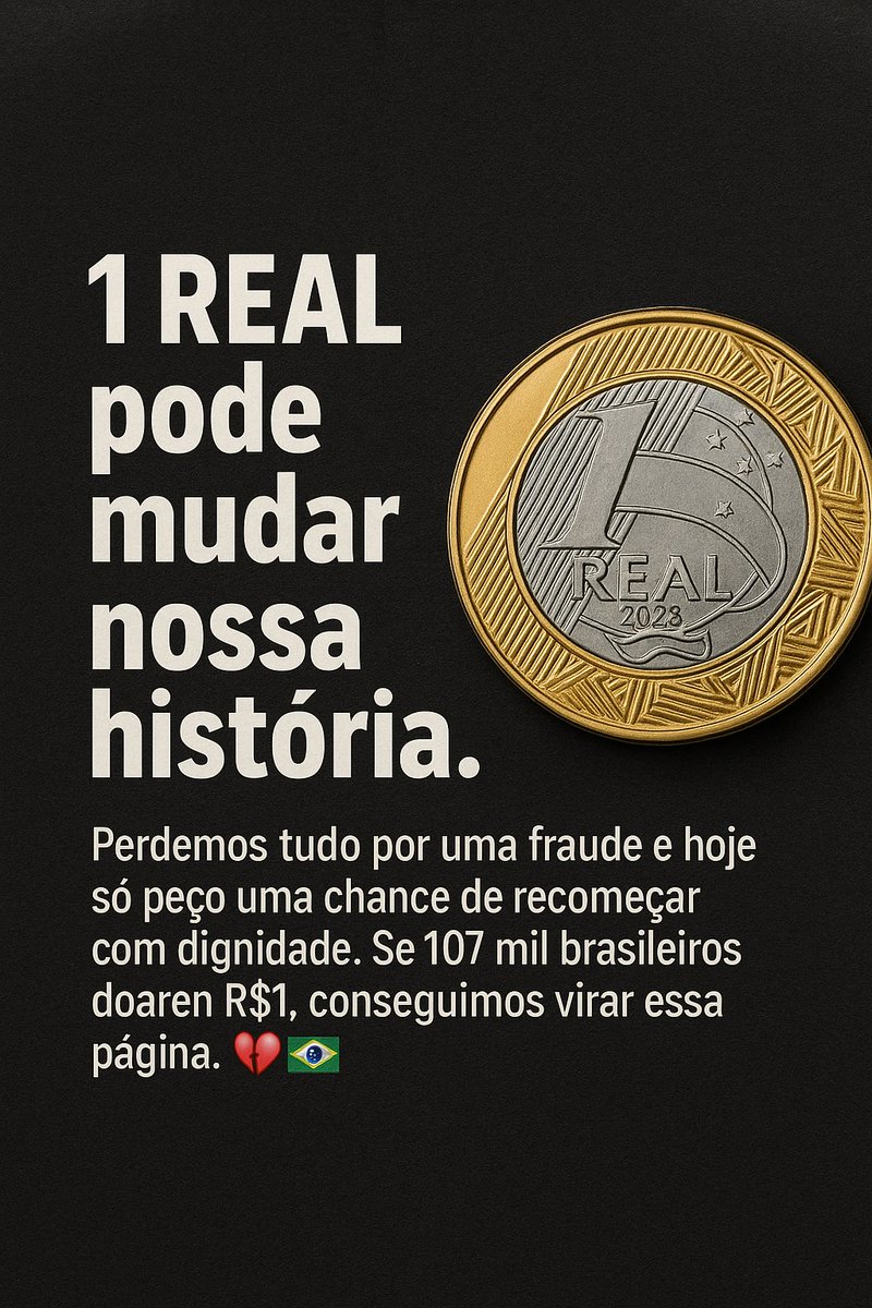 "1 REAL pode mudar nossa história." 🙏
Perdemos tudo por uma fraude e hoje só peço uma chance de recomeçar com dignidade.
Se 107 mil brasileiros doarem R$1, conseguimos virar essa página. 🇧🇷
🔗 vakinha.com.br/5131232
🙏 Sua ajuda faz diferença:
✅ Doe
✅ Curta
✅ Compartilhe
