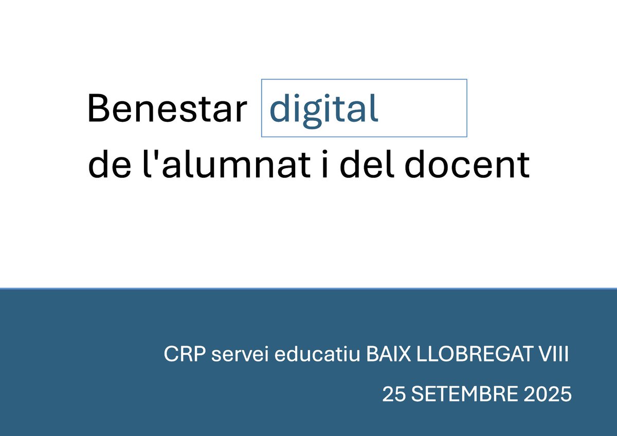 És un honor poder donar el tret de sortida del curs 25-26 a Martorell. Juntament amb <a href="/martamasoliver/">Marta Masoliver</a> parlarem de benestar digital en un moment convuls per la tecnologia a l’educació.
<a href="/CrpMartorell/">CRP Baix Llobregat VII</a> <a href="/mondigitaliedu/">Món Digital i Educació</a> #besnestar #digitalització #educacio