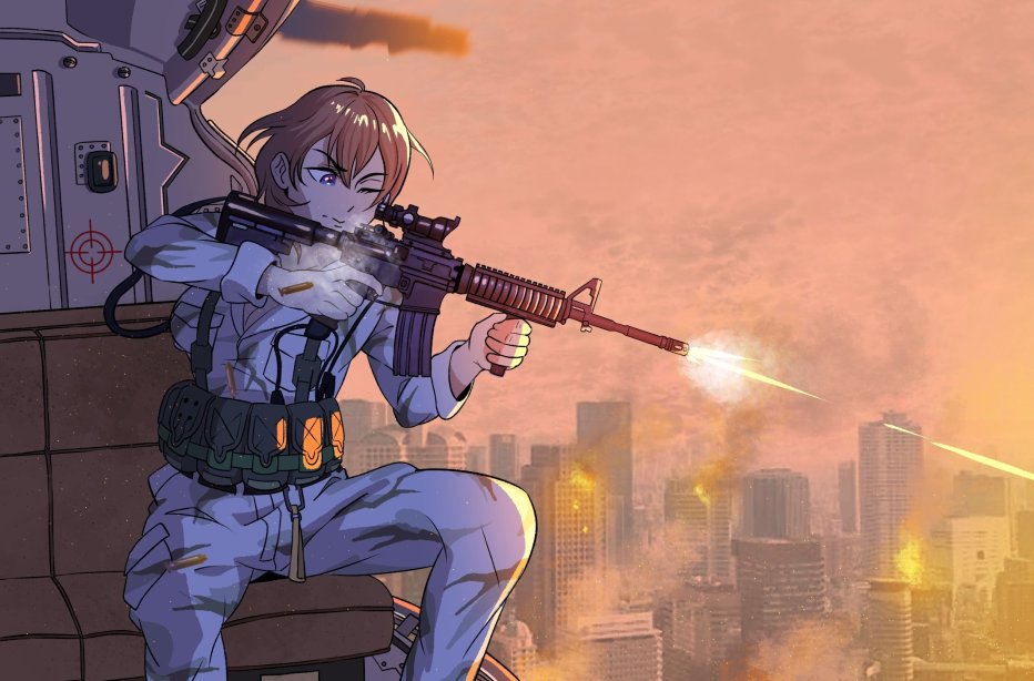 Locked on target From the skies above the city she fights with precision and courage One shot can change the outcome of the entire battle Would you trust her to guard your six.

Commission open
#AnimeArt #ActionScene #sniperscout 
#OC #CharacterArt #AnimeArt #OriginalCharacter