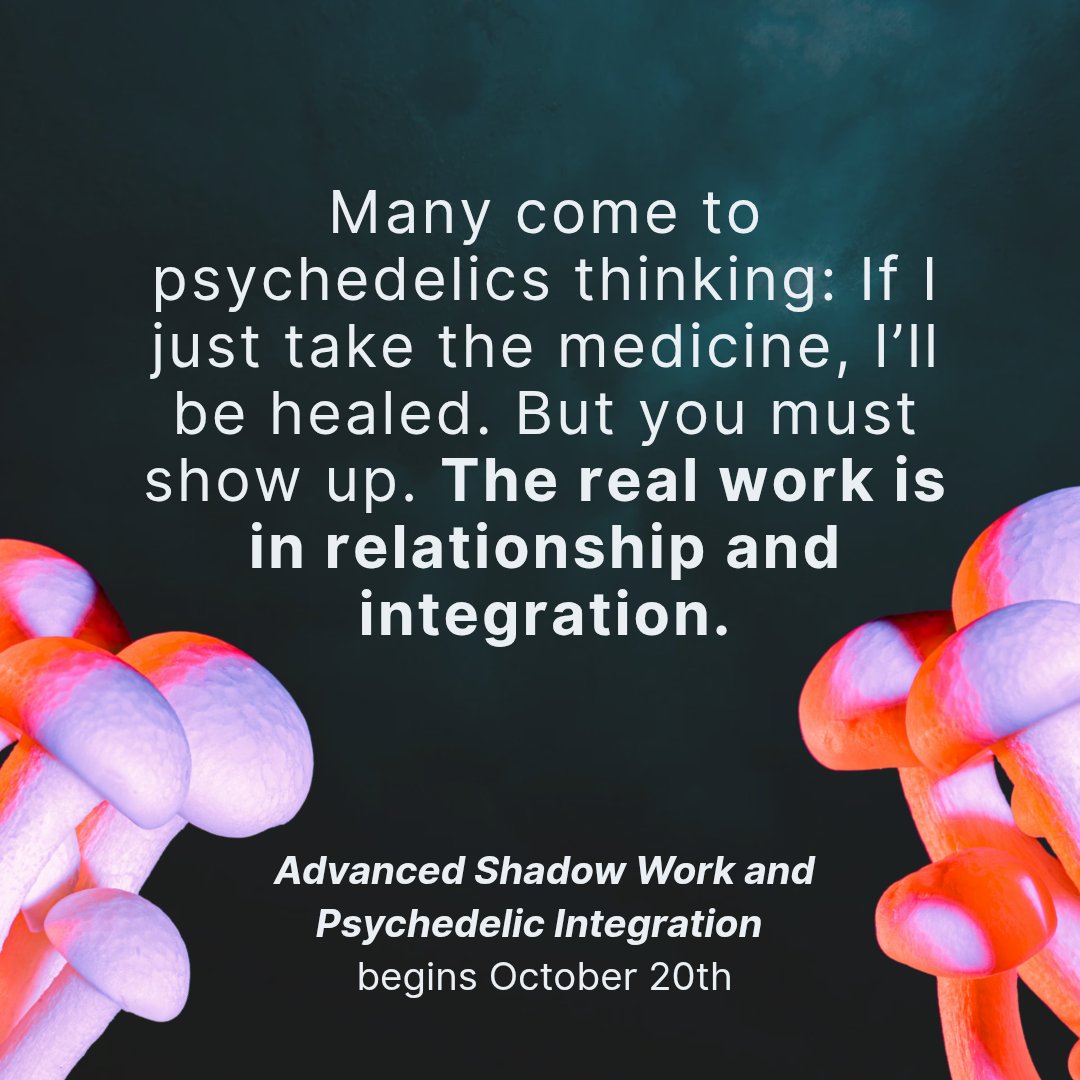 Psych*delics aren't a magic fix. They open the door, but it's up to us to walk through. 🚪

True transformation happens in the ongoing work of integration, through relationship, reflection, and showing up for ourselves. 

Our Advanced Shadow work course begins October 20th