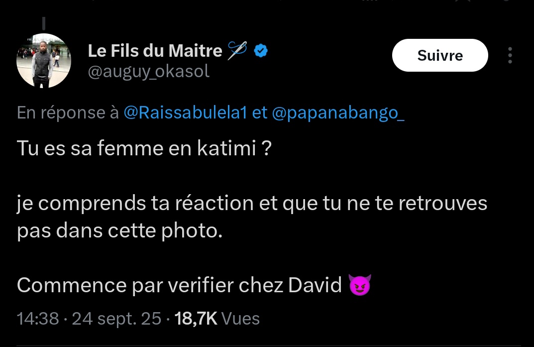 Auguy OKASOL <a href="/auguy_okasol/">Le Fils du Maitre 🪡</a>  
Vous avez le soutien indéfectible de toutes les personnes éclairées de ce réseau.  
Bravo pour votre réponse à la fois réfléchie et respectueuse !  
Vous avez habilement recousu l'arrière-train tweetique de l'adversaire de votre entreprise.  
Vous