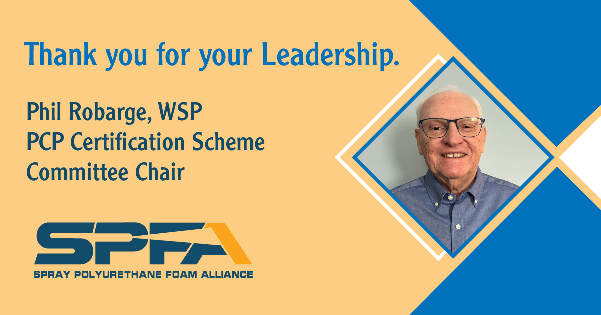 Meet one of the leaders making our industry better: Phil Robarge! As the Chair of the PCP Certification Scheme Committee, he plays a key role in ensuring our certification program sets the highest standards for professionalism &amp; quality. 

#SprayFoam #Professionalism #SPFAFamily