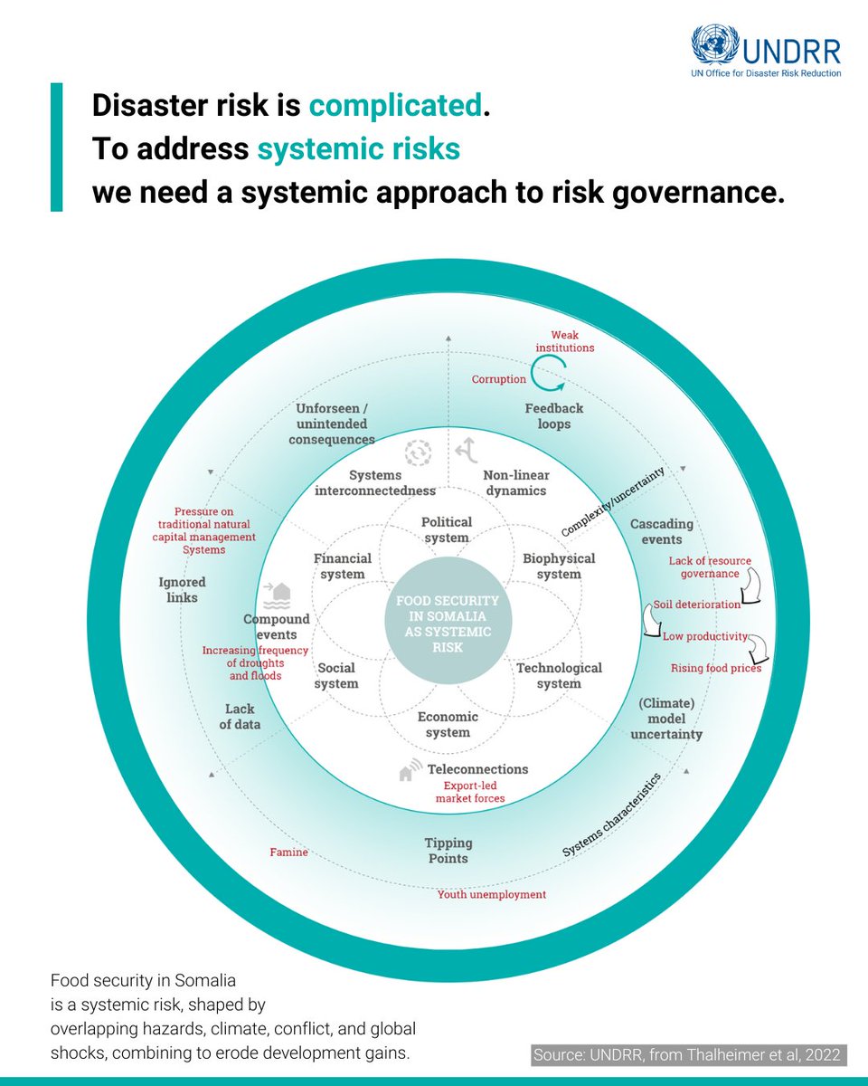 UNDRR's tweet photo. 🌍 Disaster risks have a knock-on effect – moving rapidly across borders, societies and systems.

In an interconnected world, we need systemic approaches to risk governance to safeguard lives, livelihoods, development gains.

Unravel systemic risk here ➡️ https://t.co/hQ3IPbCYXF https://t.co/I1ThatLbgB