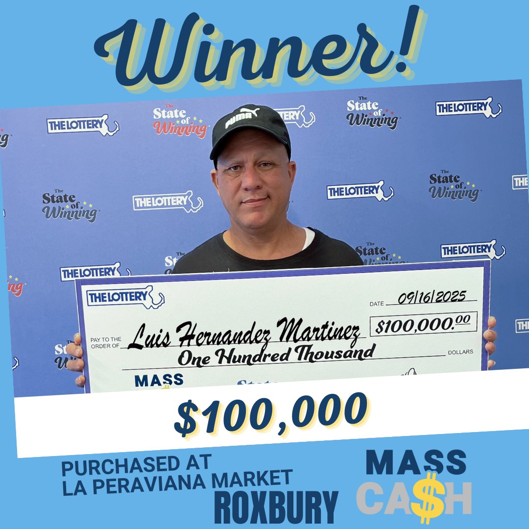 This $100,000 winner plays a Mass Cash Quic Pic every day 🎉Congratulations!

➡️ Mass Cash now draws twice a day, every day at 2 p.m. and 9 p.m.

#MassLottery
#Lottery
#MassCash
#Winner
#Roxbury
#Massachusetts