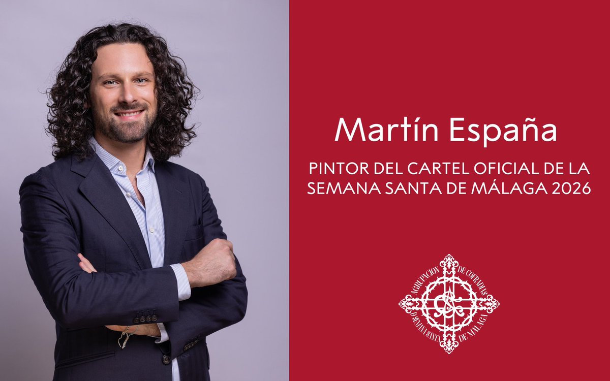 Martín España, pintor del cartel oficial de la Semana Santa de Málaga de 2026 #CofradíasMLG  agrupaciondecofradias.com/martin-espana-…