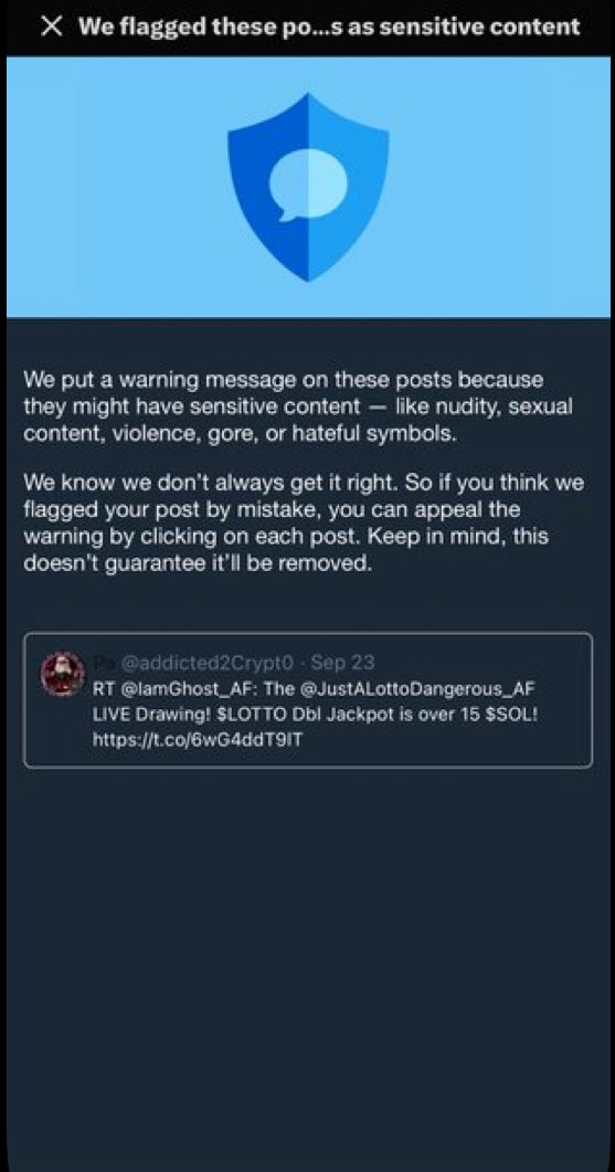 Apparently reposting <a href="/ningie123/">Not the Mama_AF</a>’s provocative NFT’s for The <a href="/JustALotto/">Just A Lotto</a> Dangerous_AF Collection, got me shadow banned! 

If you see this, hit me with a reply, comment, and repost or quote it! 

Get me out of X Jail!