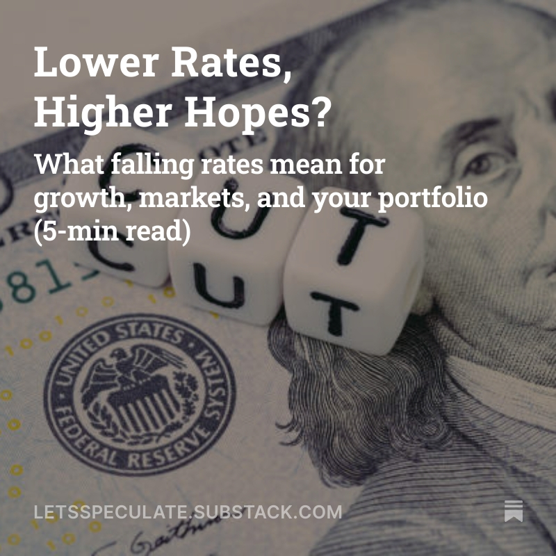_LetsSpeculate's tweet photo. ✂️ The Fed finally cuts rates!

Stocks are rallying, the dollar is softening, and investors are leaning into a bullish Q4. 

But with sticky inflation and a softening labour market, how long can this last?

Read the full breakdown 👇