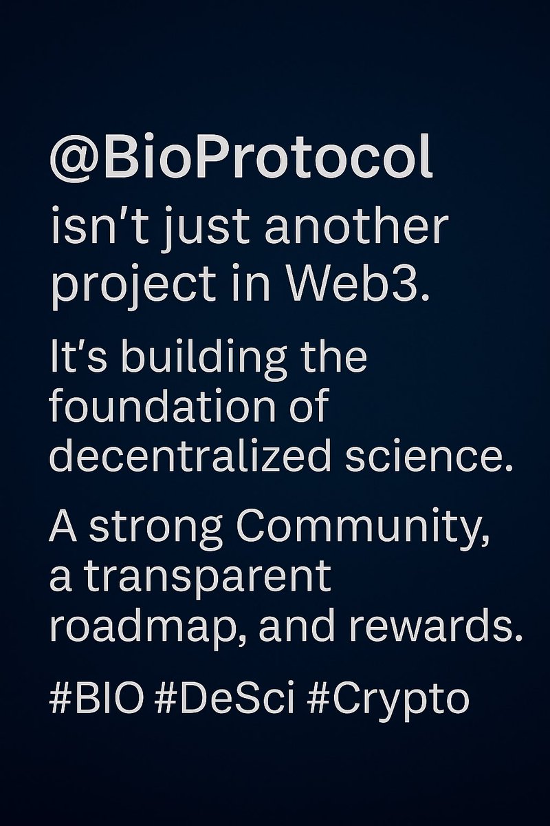 navid7c's tweet image. “@BioProtocol is more than a project — it’s a movement for decentralized science.
Strong community, clear roadmap, and real rewards.
The future belongs to BIO.

#BIO #DeSci #Crypto