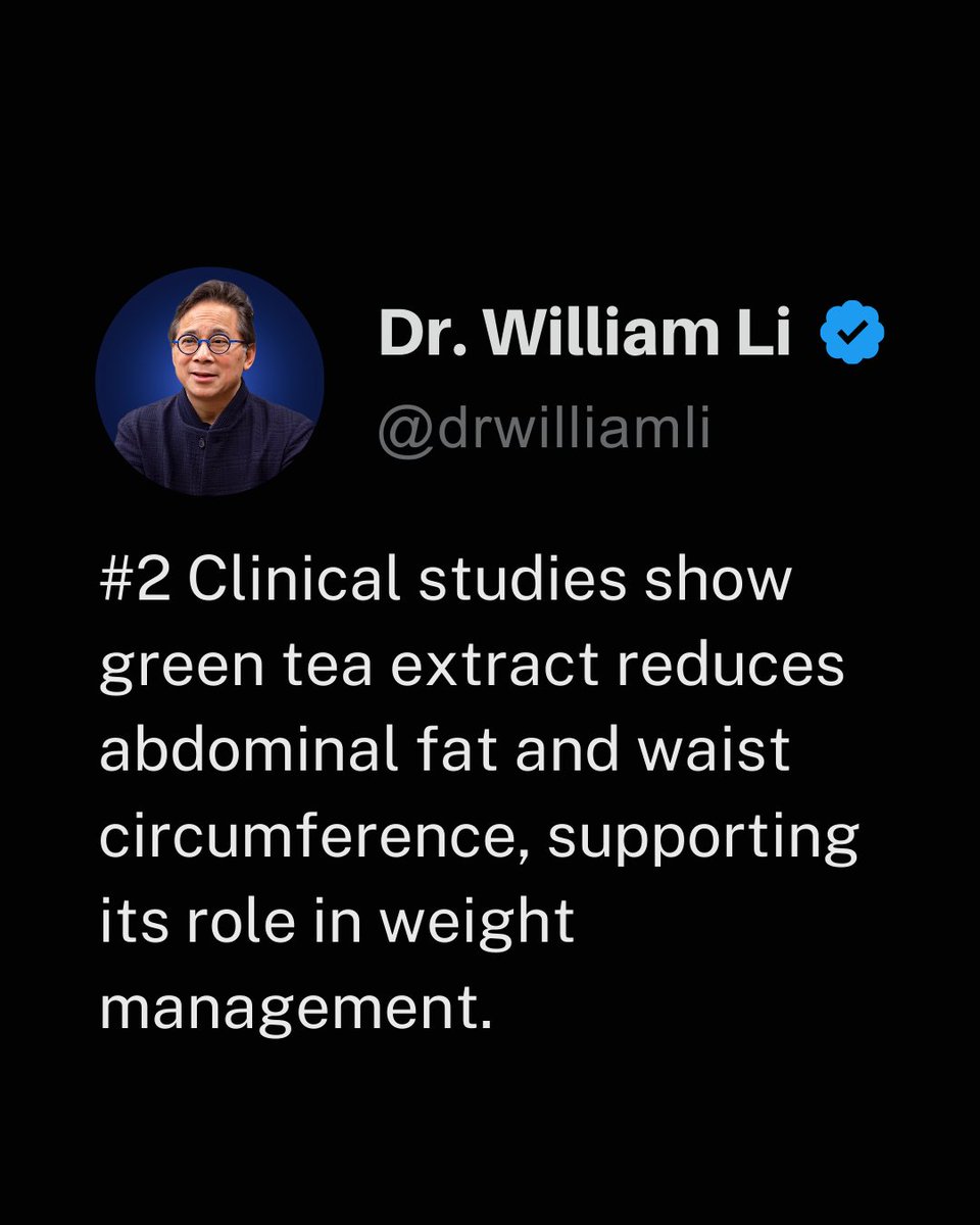 drwilliamli's tweet image. Did you know green tea can help shrink fat? 🍵

EGCG reduces abdominal fat—Women who drank 4+ cups/week had a 44% lower risk of abdominal obesity

Join me LIVE today @ 8 PM ET! Link in bio.

#greentea #EGCG #metabolichealth #healthtips #sciencebackedwellness