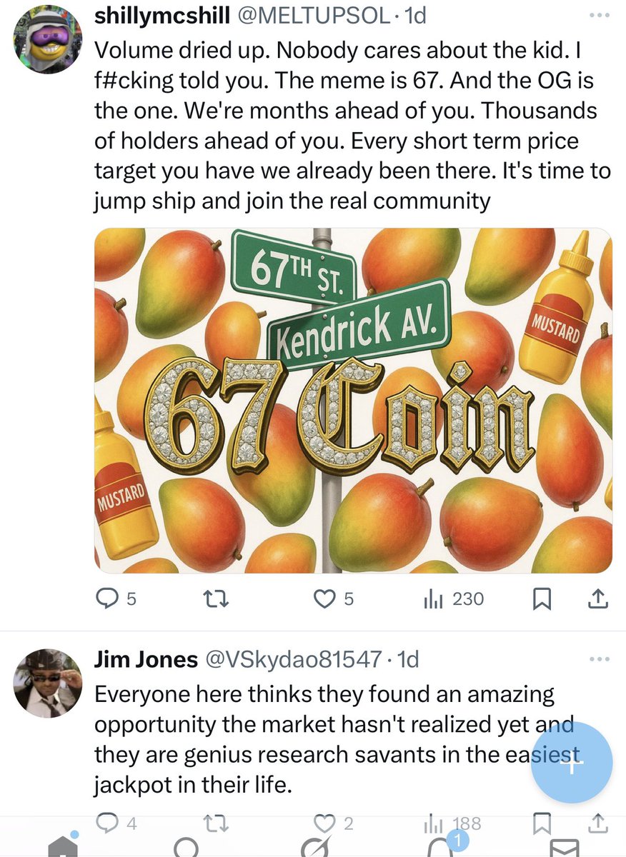 Really funny that the bonk 67 has 10times the marketcap and they still fear the pump67.
<a href="/Mason67kidlive/">Mason</a> aka the face of the meme created the pump token and needs help streaming.
<a href="/a1lon9/">alon</a> <a href="/SolJakey/">Jakey</a> 
Bonkcabal trying everything to cancel him but it ain’t fucking happening.
67