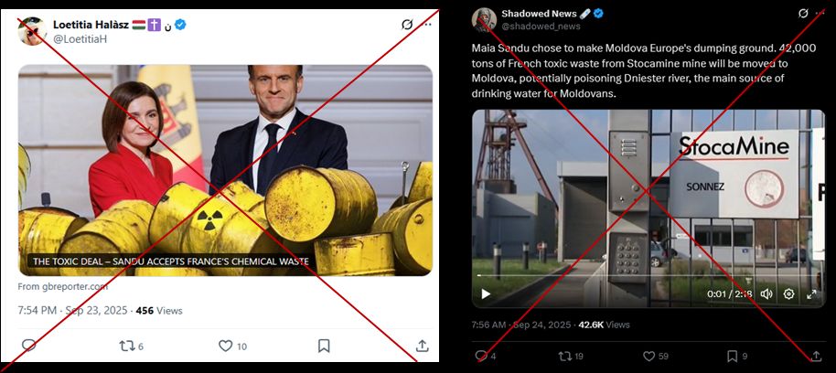 FrenchResponse's tweet image. Using the same false information in different countries will not turn falsehoods into reality.

Like in Armenia, the so-called secret French plan to bury waste in Moldova is a fiction produced by Russian propaganda.