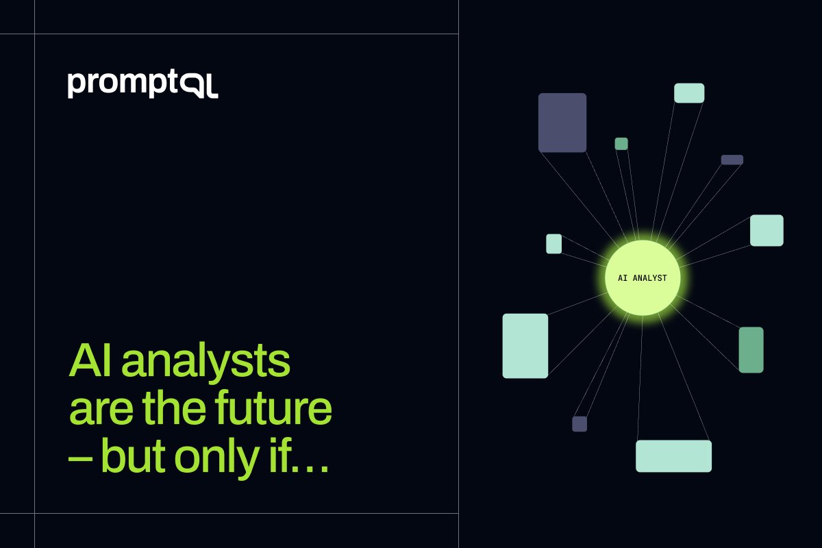 PromptQL's tweet image. The next analyst on your team might not be human…it’ll be AI.

Right now, businesses wait hours, days, and weeks for answers. Tools like metrics chatbots and SQL copilots skim the surface. They don’t quite break the bottleneck.

► The future is AI Analysts.

But here’s the…