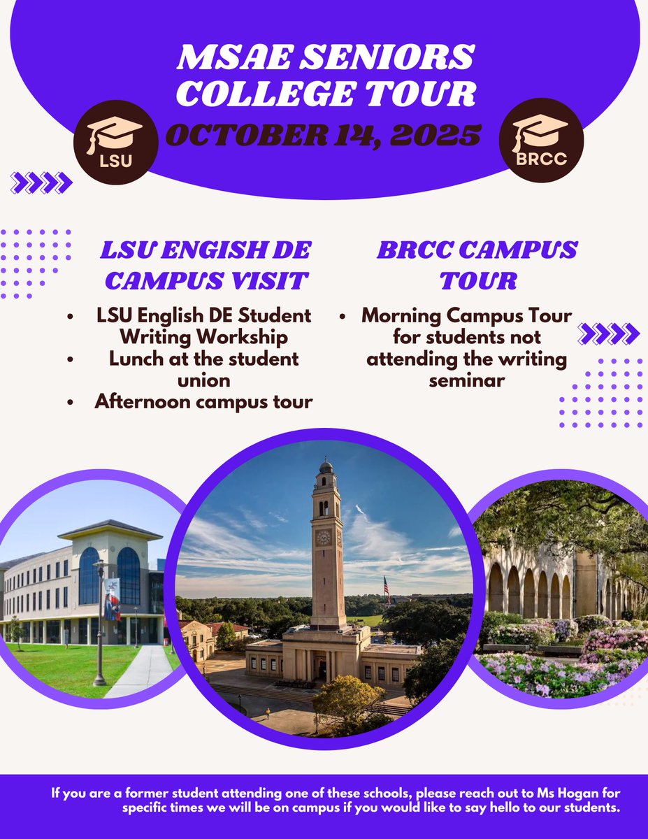 Save the date for our first college campus tour on October 14th! #FueltheKnight #MovingForward #uKNIGHTed #CKHNationalShowcaseSchool #STEAM #msaEASTiberville #MSA #MathScienceArts #GrowAchieveThrive
