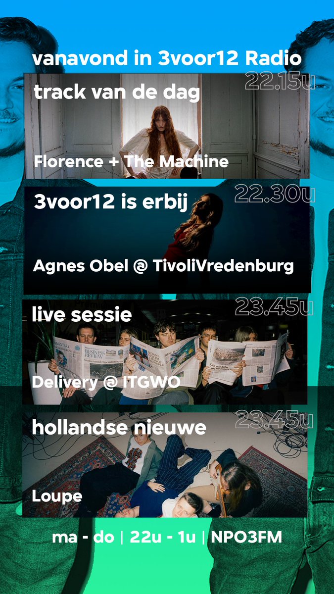 Volle bak mooie en nieuwe muziek vanavond bij <a href="/3voor12/">3voor12</a> Radio! Wat je vanaf 22u op <a href="/3FM/">3FM | We Want More!</a> hoort check je hieronder!

Oh, en na 00u een UUR lang Jasper's Indie Disco! 
Let's have it!