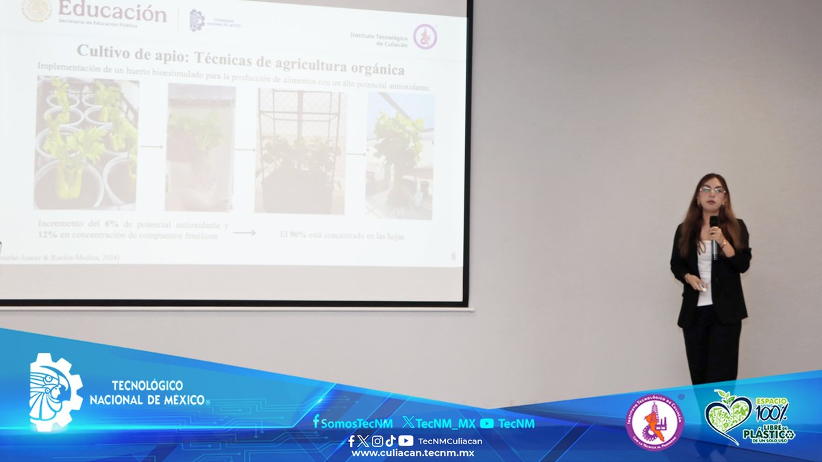TecNMCuliacan's tweet image. El ITC se enorgullece en felicitar a Silvia Yareli Pérez Castro, quien presentó su examen de grado para obtener el título de Maestra en Ciencias de la Ingeniería con la tesis:
“Evaluación nutracéutica de cultivos de apio obtenidos por técnicas de agricultura orgánica”
#OrgulloITC
