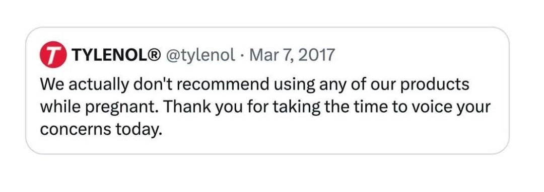 We have known for a couple of decades that Tylenol in significant amounts isn't good for the human body. Imagine what it does to a baby's budy where the dose is exponential #tylenol #MAHA #HeyDocPeterson