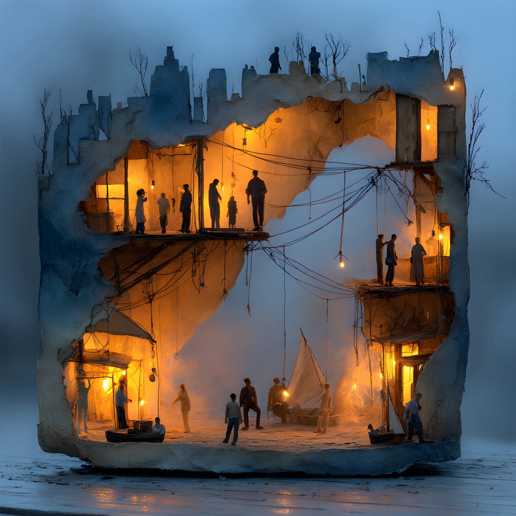 Children laughing in a secret playroom beneath a shelled city — how do people weave joy inside danger? Subvigil is my excavation. See it at computerreacts.com