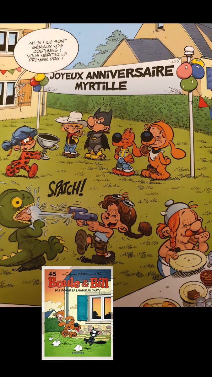 The French comic strips Boule et Bill (issue 45, published in October 2024) features a little Lara Croft fighting a t-rex 😍