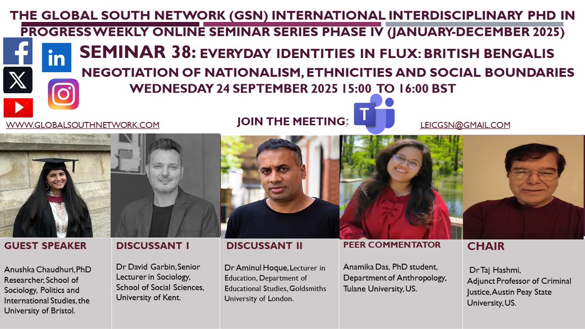 GLOBALSOUTHNET2's tweet image. HAPPENED TODAY
#Bengals #Bengali #BengaliNews #Bangladesh #political #SouthAsian #Leicester #PhD #phdchat #phdscholarship #Bangladesh #Bangladeshi #Kent #University #politicalislam #Diaspora #nation #Identity  #society #Goldsmiths #HigherEducation #International #Students