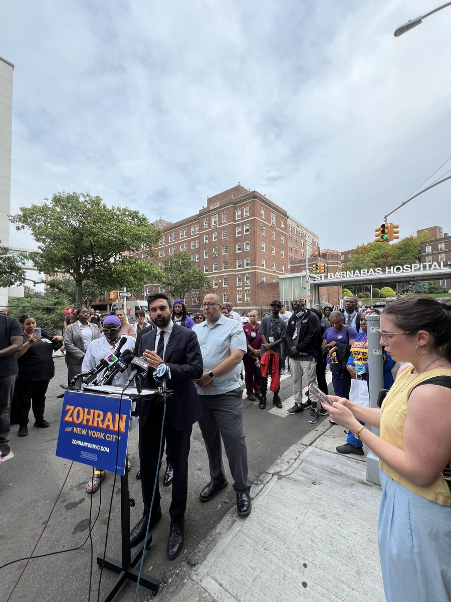 .<a href="/ZohranKMamdani/">Zohran Kwame Mamdani</a> in the Bronx with <a href="/1199SEIU/">1199SEIU💫</a> to highlight healthcare cuts in President Trump’s “Big Beautiful Bill” which will impact NY

“What we need… is a mayor who will step in when Donald Trump seeks to pull the rug out from underneath New Yorkers”