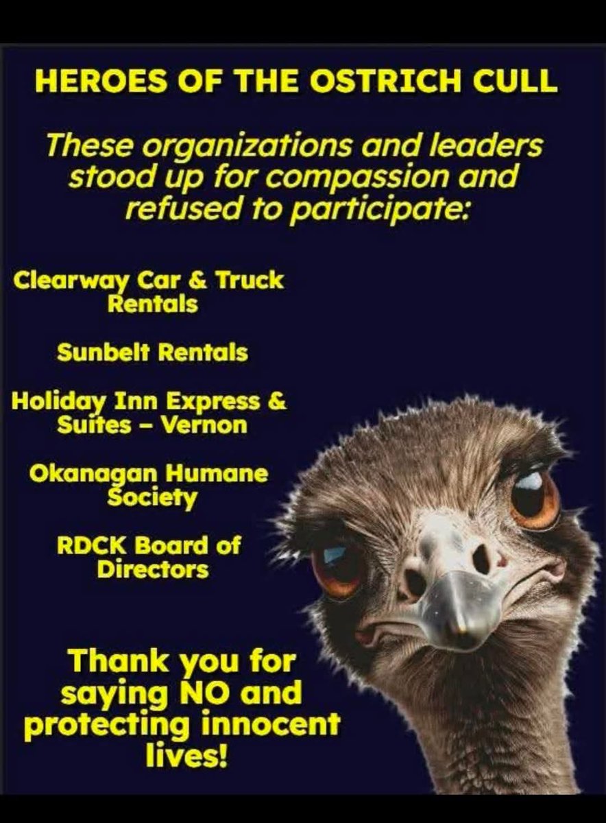 Applauding these Canadian businesses &amp; organizations #ostrichfarm 
True Canadians🇨🇦