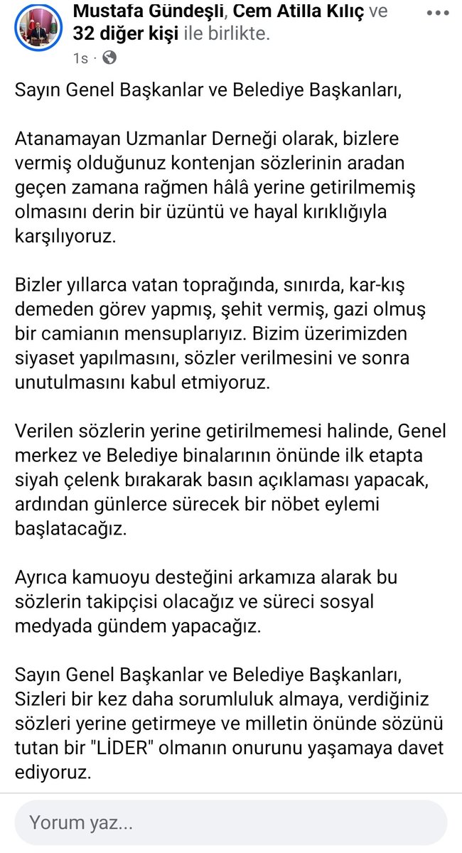 #EskiUzmanÇavuşlaraSahipÇık 
#eskiuzmançavuşlar 
<a href="/Akparti/">AK Parti</a>
<a href="/herkesicinCHP/">CHP 🇹🇷</a>
<a href="/MHP_Bilgi/">MHP</a>
<a href="/rprefahpartisi/">Yeniden Refah Partisi</a>
<a href="/iyiparti/">İYİ Parti</a>
<a href="/RTErdogan/">Recep Tayyip Erdoğan</a>
<a href="/eczozgurozel/">Özgür Özel</a>
<a href="/dbdevletbahceli/">Devlet Bahçeli</a>
<a href="/erbakanfatih/">Dr. Fatih Erbakan</a>
<a href="/MDervisogluTR/">Müsavat Dervişoğlu</a>
#Nene
#Genelkurulu
#Islam
#çelik