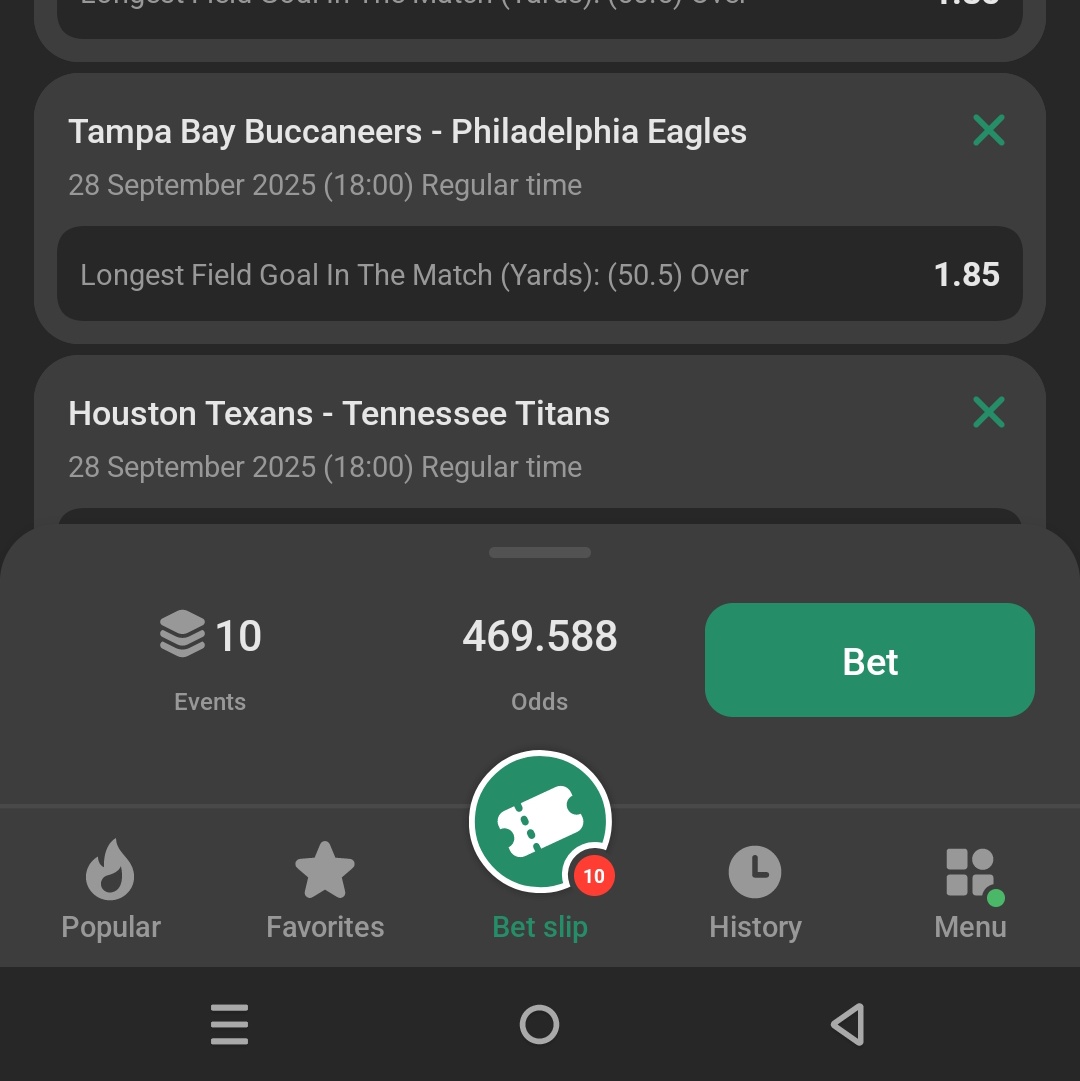 🗣️We had cut 2 on our American football NFL 1.6k odds, two days ago, let's go again!

🗣️This set is Carefully sorted out!
Join Our Telegram Page👇
t.me/faithsprognosis

BETWINNERS NFL🏈 
🗣️ LONGEST FIELD GOAL (YARD)
🥂26YLR - 470 odds
🥂6HYLR - 868 odds
🥂NNZLR - 2.9k odds