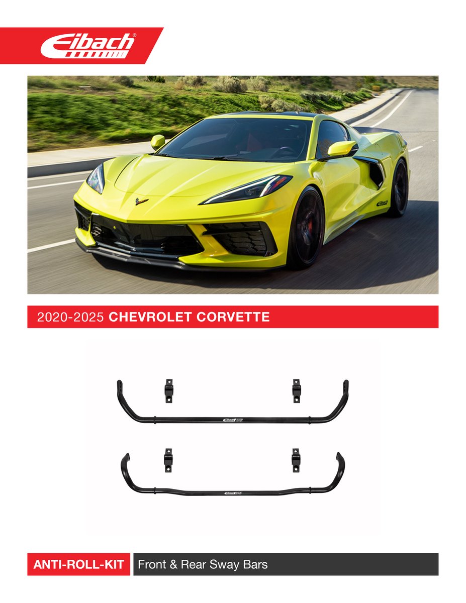 EibachCanada's tweet image. ANTI-ROLL-KIT Front and Rear Stabilizer Bars for the 2020-2025 Chevrolet Corvette are in stock and ready to ship! Find yours online at eibach.ca

Part # E40-23-036-01-11

#eibach #eibachcanada #corvette