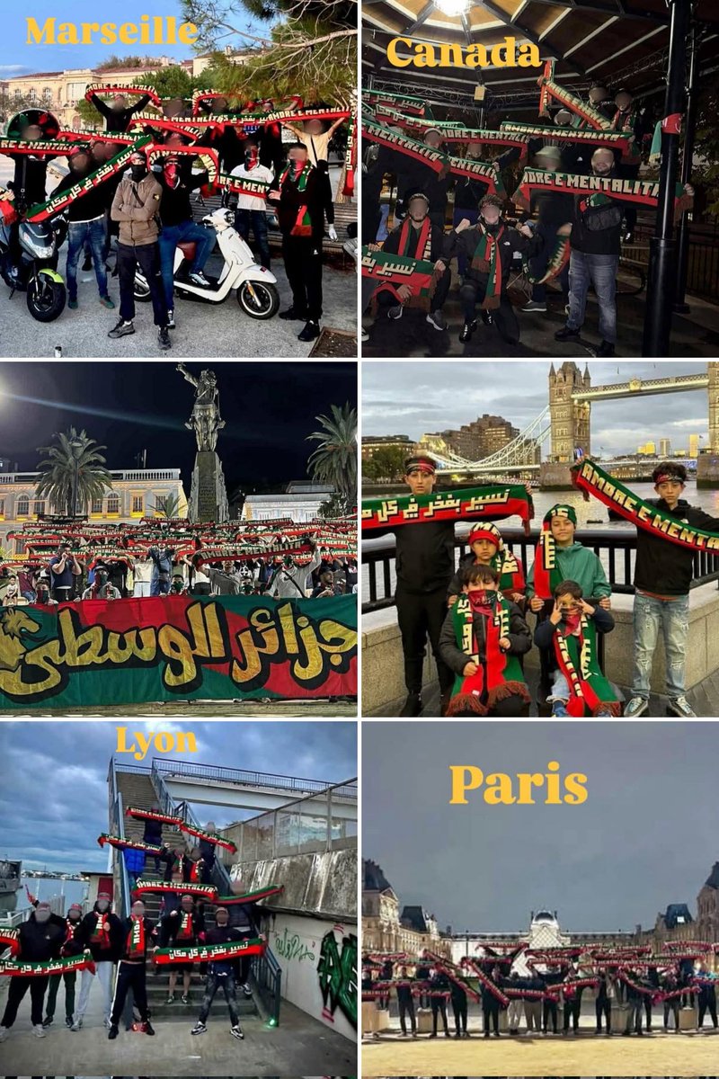 من العاصمة الجزائر .. إلى كندا ،  مرورا بمارسيليا  ، ليون ،  باريس ، لندن.

"نسير بفخر في كل مكان 🌹✊🏼"

#ultrasmentality 
#viragesud