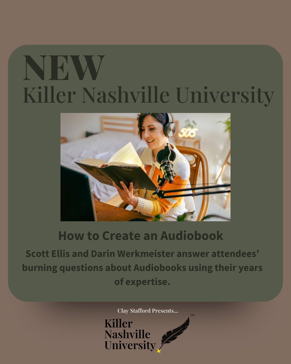 UniversityKN_'s tweet photo. NEW from Killer Nashville University. Listen to How to Create an Audiobook here: https://t.co/22qL7czE8R https://t.co/gQDSbmzwtM