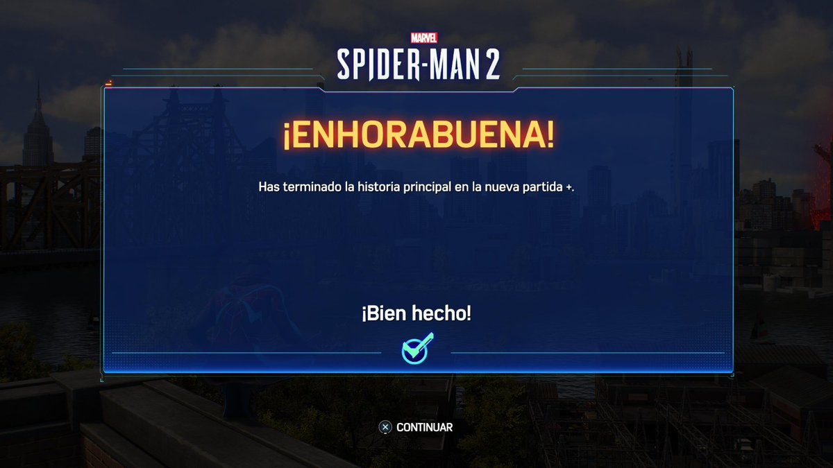 Acabado por segunda vez #MarvelsSpiderMan2 en #PS5. Re-jugarlo de nuevo siempre es un regalo y mucho más aún en nueva partida +. Deseando saber que nos tiene preparado <a href="/insomniacgames/">Insomniac Games</a> y <a href="/PlayStationES/">PlayStation España</a> en el futuro con el universo Marvel 💙🕸️🕷️🎮