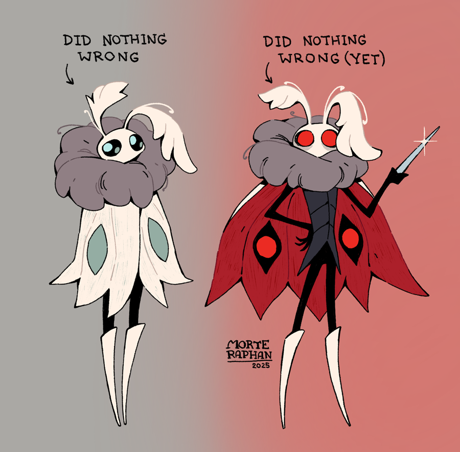 morteraphan's tweet photo. Duality of the Moth (🔴🔴)

[OC as a character from Hollow Knight/Silksong] https://t.co/Af53fmVA6J