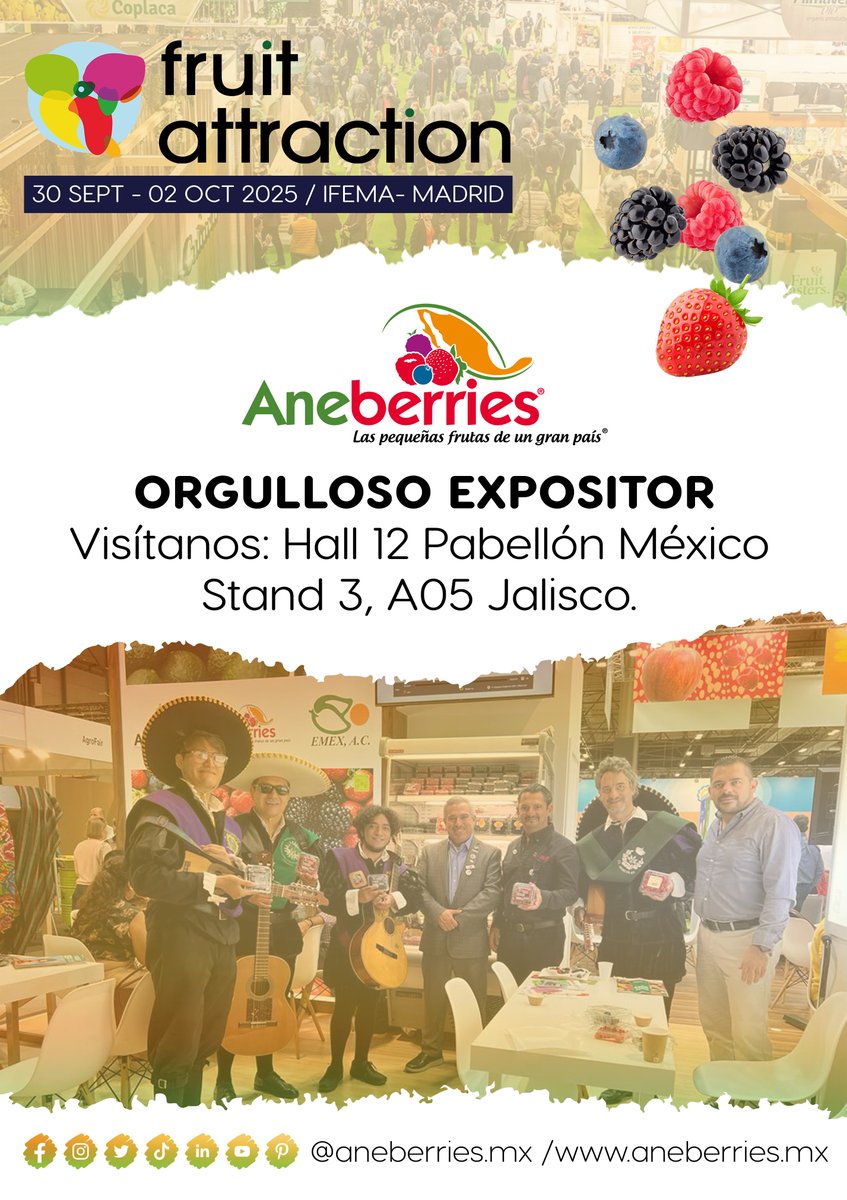 Llevamos todo el cariño y sabor de las berries de México al Mundo 🍓🌎🫐 Visítanos y celebra el trabajo y orgullo de nuestros agricultores ❤️👩‍🌾
🗓️ 30 sept – 02 oct 2025
📍IFEMA - Madrid