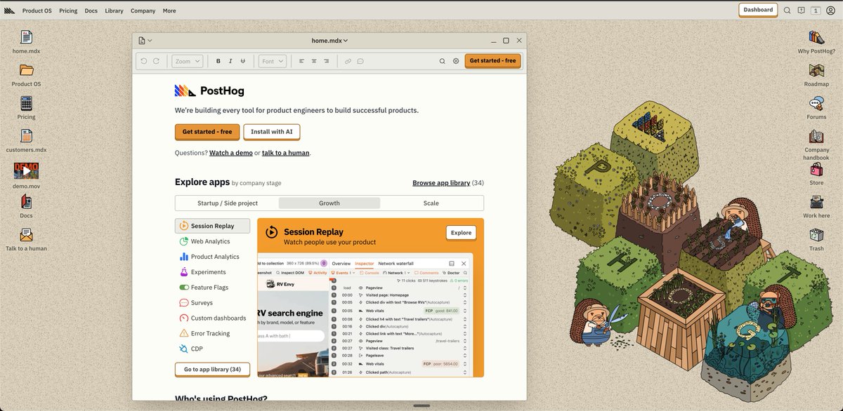this has got to be one of the cooler websites out there. 
well done <a href="/posthog/">PostHog</a> and whoever your cracked designers are!!